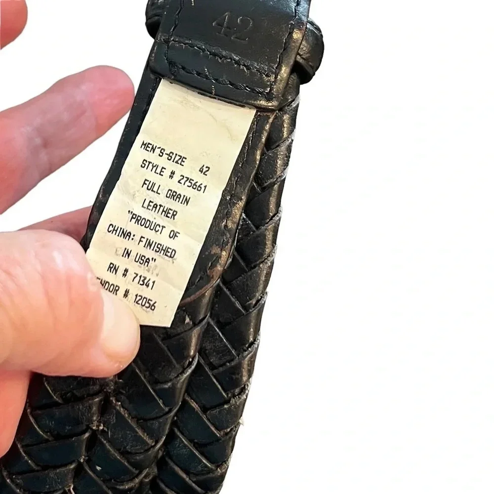 L. L. Bean Black Woven Leather Belt Size 42